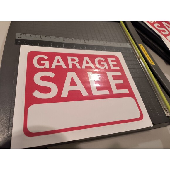 Garage Sale Sign Red For Sale Durable Waterproof Sticker Vinyl Decal (3 Pack) - Picture 4 of 5